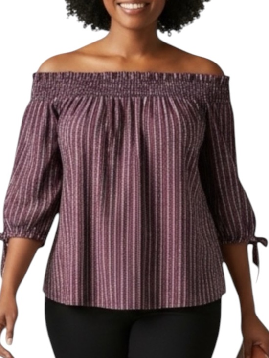 Caroline Constas Tops - CAROLINE CONSTAS Striped Off-the-Shoulder Blouse Size Large -- NWT